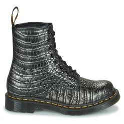 Hot Dr. Martens - 1460 GUNMETAL WILD CROC EMBOSS Noir