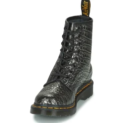 Hot Dr. Martens - 1460 GUNMETAL WILD CROC EMBOSS Noir