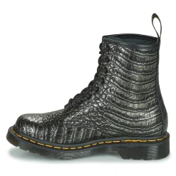 Hot Dr. Martens - 1460 GUNMETAL WILD CROC EMBOSS Noir
