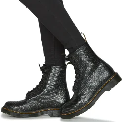 Hot Dr. Martens - 1460 GUNMETAL WILD CROC EMBOSS Noir
