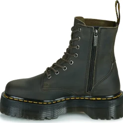 Online Dr. Martens - Jadon Charcoal Grey Burnished Waxy Pull Up Marron