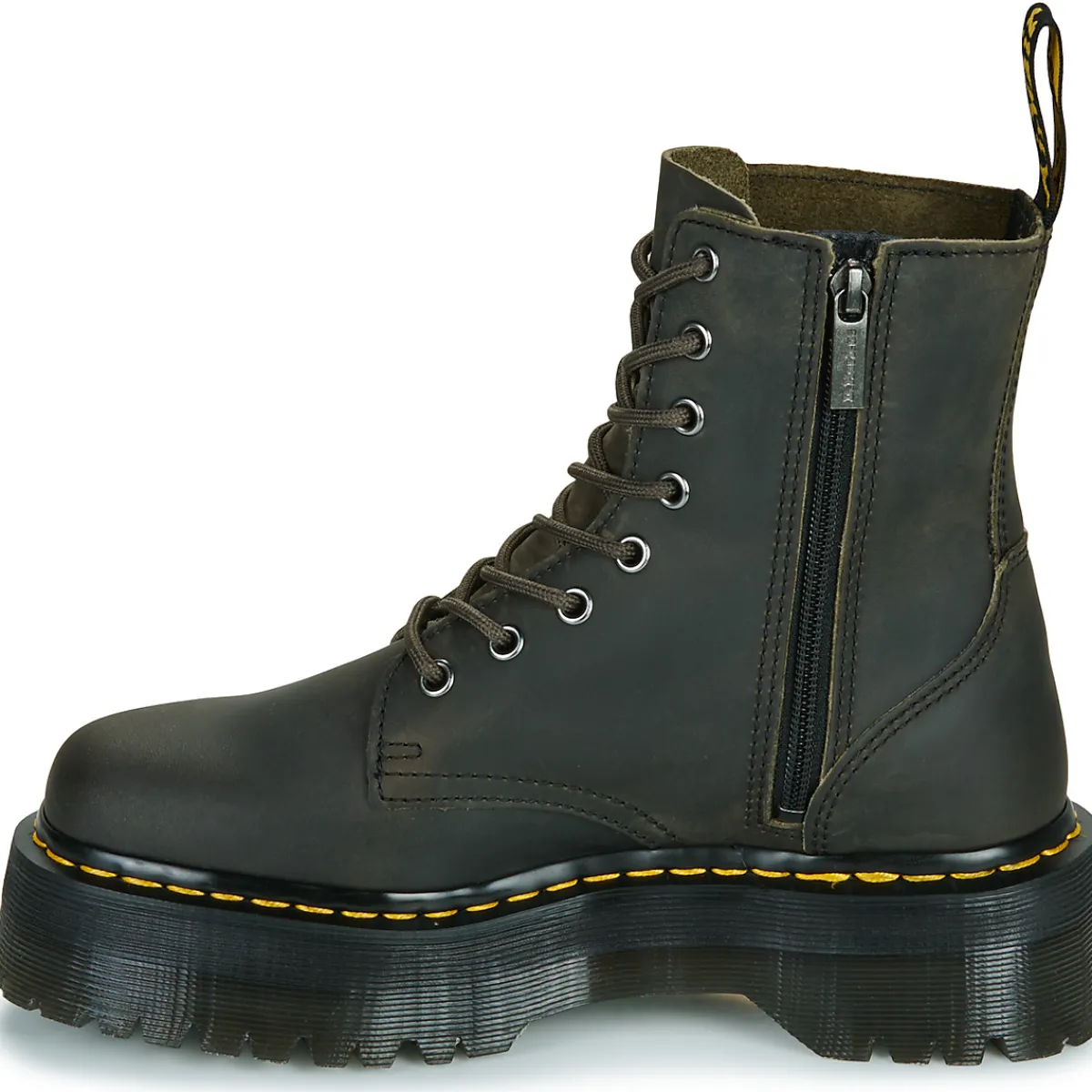 Online Dr. Martens - Jadon Charcoal Grey Burnished Waxy Pull Up Marron