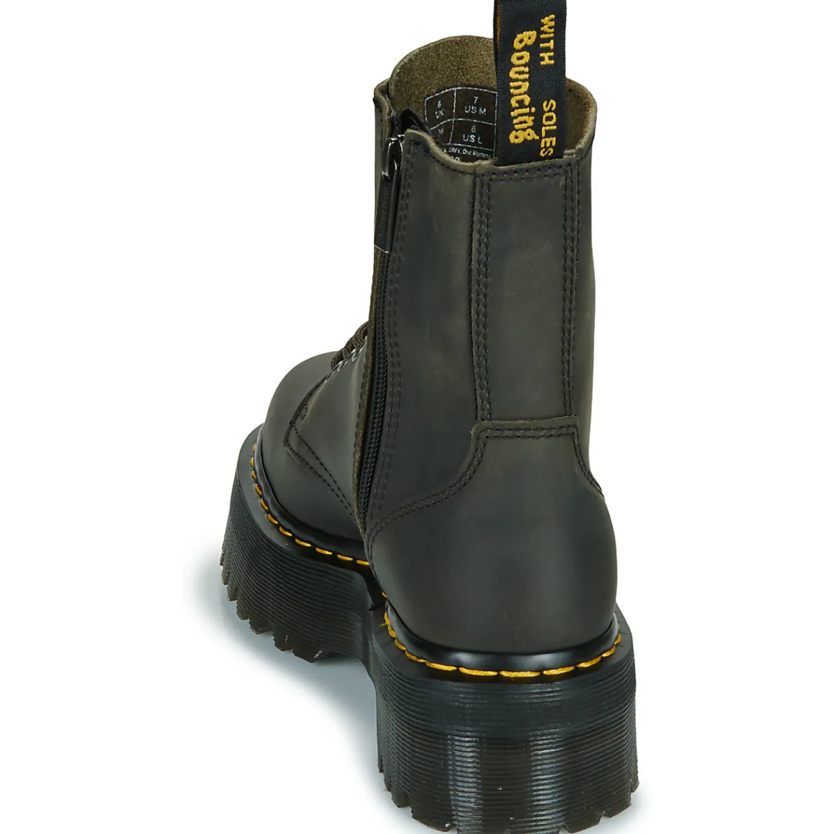 Online Dr. Martens - Jadon Charcoal Grey Burnished Waxy Pull Up Marron