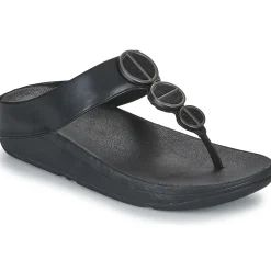 Clearance FitFlop - HALO METALLIC-TRIM TOE-POST SANDALS Noir