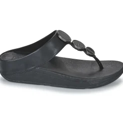 Clearance FitFlop - HALO METALLIC-TRIM TOE-POST SANDALS Noir