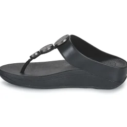 Clearance FitFlop - HALO METALLIC-TRIM TOE-POST SANDALS Noir