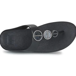 Clearance FitFlop - HALO METALLIC-TRIM TOE-POST SANDALS Noir