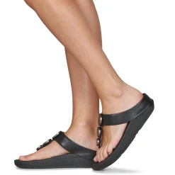 Clearance FitFlop - HALO METALLIC-TRIM TOE-POST SANDALS Noir