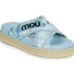 Best Mou - CRISS-CROSS ROPE SANDAL PAINTE Bleu