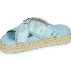 Best Mou - CRISS-CROSS ROPE SANDAL PAINTE Bleu