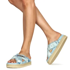 Best Mou - CRISS-CROSS ROPE SANDAL PAINTE Bleu