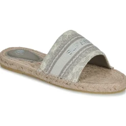 Clearance Superdry - Mules Compensées Style Espadrille En Toile Beige